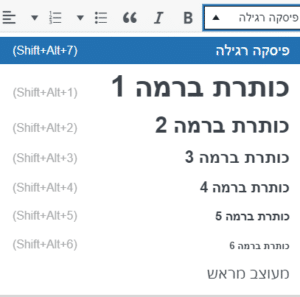 היררכיית כותרות בוורדפרס