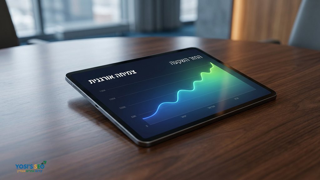 נוצר על ידי מודל בינה מלאכותית Gemini Pro גרף המציג עלייה בתנועה אורגנית לאתר בזכות קידום אתרים חודשי